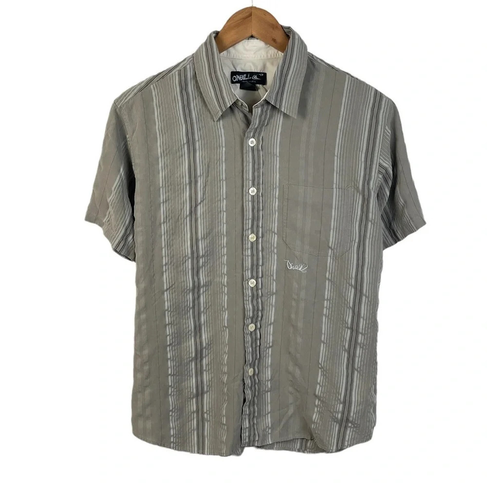 Bf165 Mens Oneill Surfer Brand Rayon Short Sleeve Button Down Shirt S